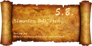 Simonics Bálint névjegykártya